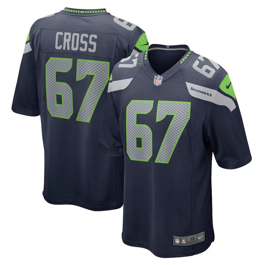 Men Seattle Seahawks #67 Charles Cross Nike Navy Player Game NFL Jersey